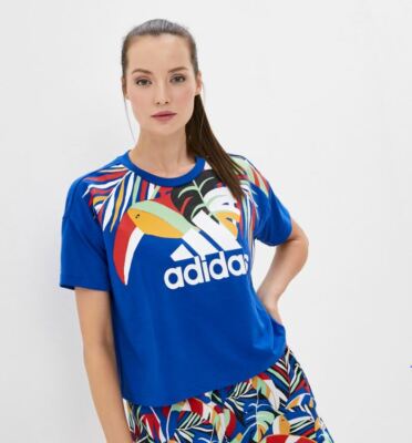 NEW WOMEN'S ADIDAS x ORIGINALS FARM BRAZIL CROPPED TEE SHIRT  ~ LARGE  #GD0918