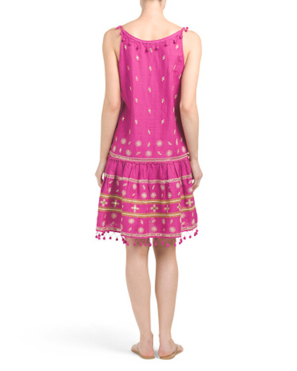 Pre-owned Calypso St Barth Calypso St. Barth Zulema Pink Orchid Linen Dress Size 2xs Or Xs