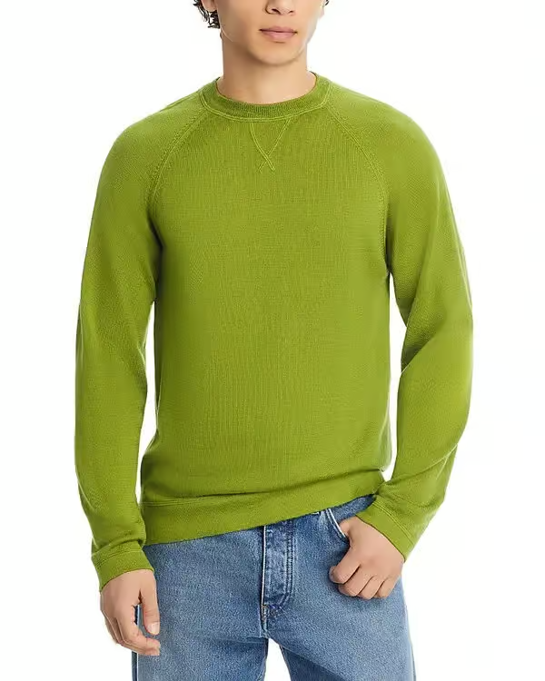 Officine Générale Nate Wool Regular Fit Crewneck Sweater Men's XL Olive Green - Picture 1 of 13