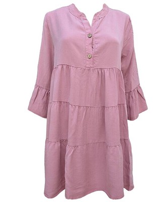 Sommer Tunika Kleid Damen Tunika Kleid Kurzes Sommerkleid in Rosa