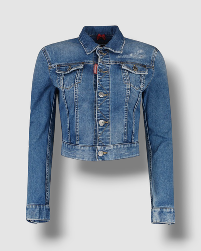 Pre-owned Dsquared2 $825  Women's Blue Twiggy Jean Denim Jacket Coat Size 42