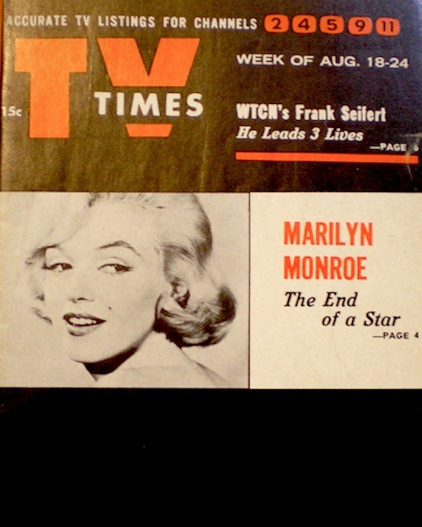 tv-guide-1962-marilyn-monroe-regional-tv-times-nmmt-tribute-joe-dimaggio-coa