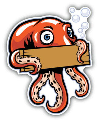 Cartoon Octopus Sign Car Bumper Sticker Decal