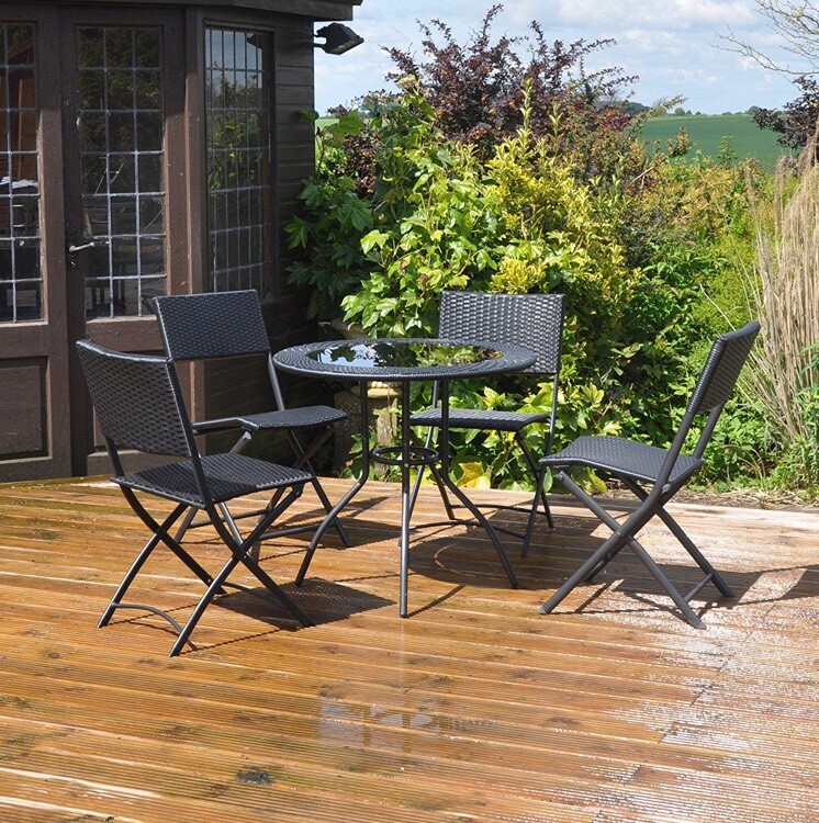 Rattan Black 5 Piece Furniture Garden Set - Ex Showroom Condition | in