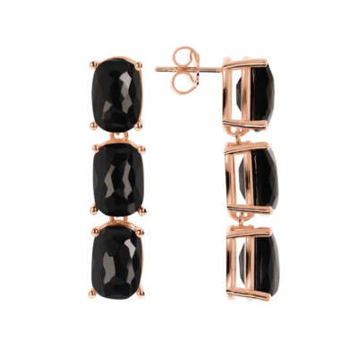 BRONZALLURE BRONZALLURE VARIEGATA BLACK ONYX EARRINGS