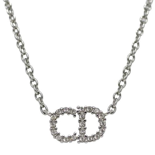 Christian Dior Logo Necklace ec-22024 Silver Good Condition