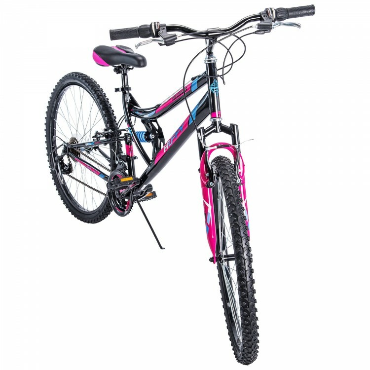 Women's Mountain Bike 26 Inch Tires Dual Suspension Steel Frame 18 Speed Pink Bl