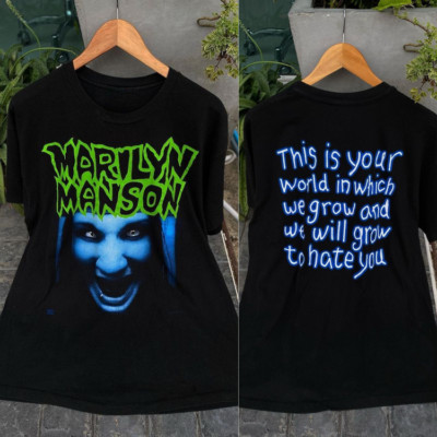 1994 Marilyn Manson Get your Gunn Reprint 2 Side Classic Retro Shirt S-5XL
