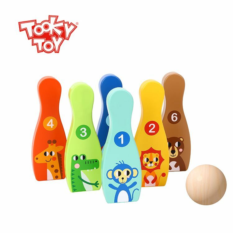 その他 Pingu Wooden Toy Bowling Game Legno Pinguino Piccolo 7.6cm Bowling Skittles IN Tessuto