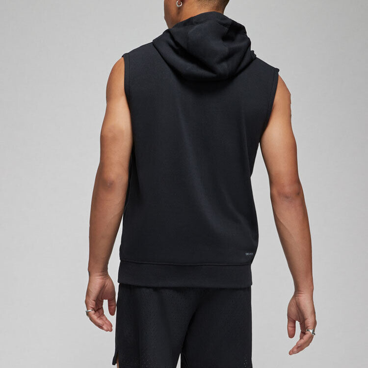 Pre-owned Jordan Sleeveless Breathable Solid Color Pullover Hoodie Vest Dm2822-010 In Black