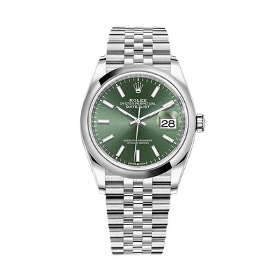 Rolex 36mm Steel Mint Green Index Dial Jubilee Bracelet Datejust - 126200