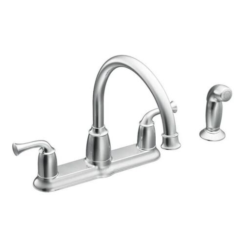Moen CA87553 Banbury Two Handle Chrome Kitchen Faucet W/ Side Sprayer (Read)