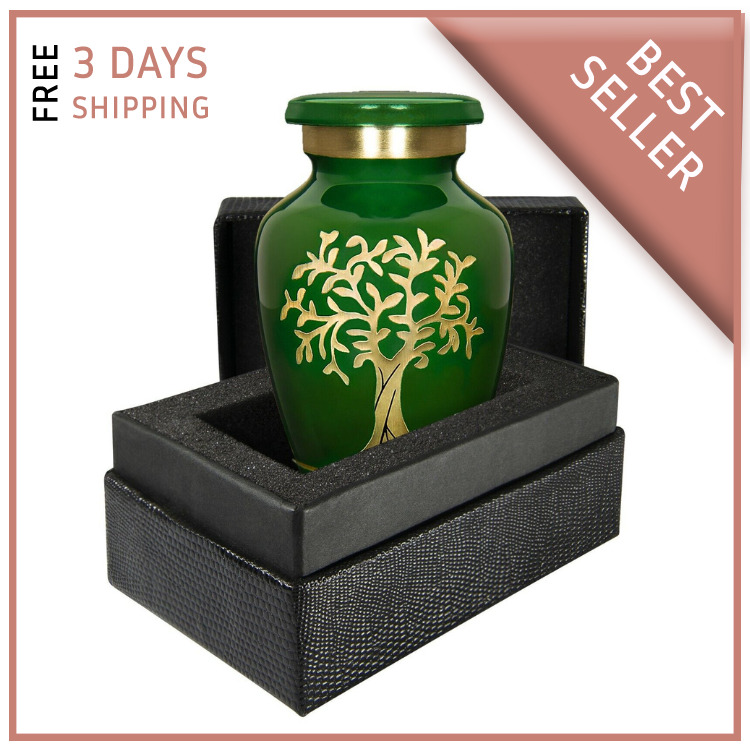 Tree Of Life Green Mini Keepsake Cremation Urn For Human Ashes Modern Style New