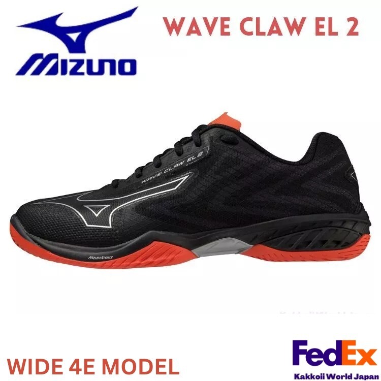 Mizuno Badminton Shoes WAVE CLAW EL 2 WIDE 71GA2285 Black x