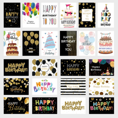 24 X Premium Birthday Cards Bulk Mixed Party Card Pack With