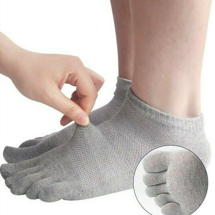 6Pair Men Low Cut Five Finger Toe Casual Breathe Sport Combed Cotton Ankle Socks