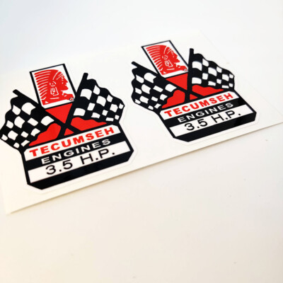 3.5 Hp TECUMSEH ENGINE DECALS x 2, Vinyl STICKERS for Mower, Go Kart, Etc.