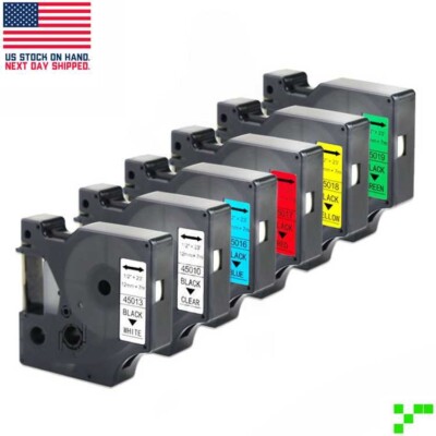 6PK 12mm 45013 45010 Compatible for DYMO D1 Label Maker Tape 160 280 420P 210D