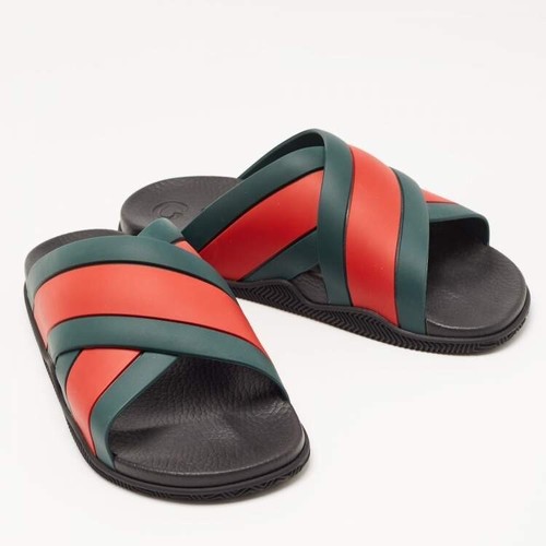 サンダル GUCCI SLIDE SANDALS WITH WEB DETAIL Women's slide sandal with Web in black and white cotton