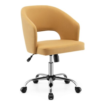 Upholstered Home Office Chair Swivel Adjustable Accent Leisure ArmChair Yellow