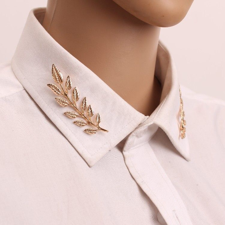 Universal Brooch Leaf Shirt Suit Collar Lapel Pin And