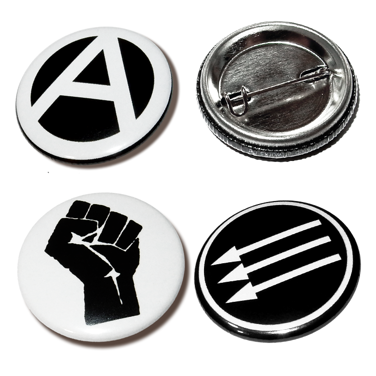 Button Set Anarchie, Raised Fist, Iron Front