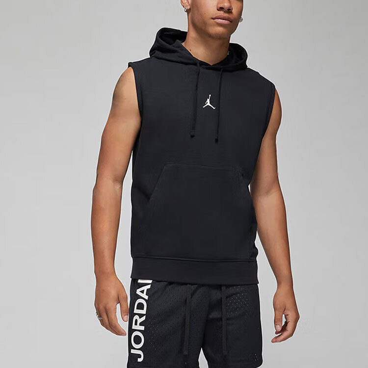 Pre-owned Jordan Sleeveless Breathable Solid Color Pullover Hoodie Vest Dm2822-010 In Black