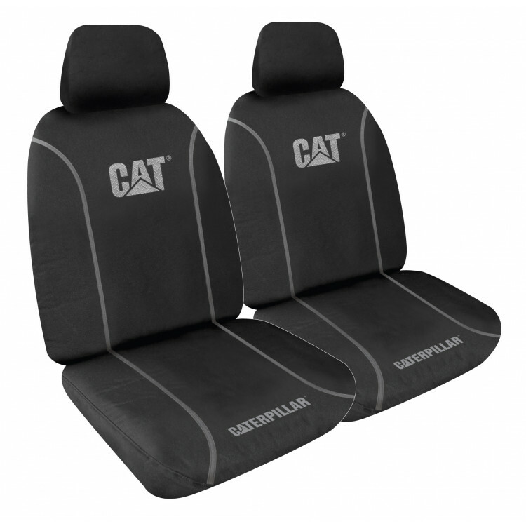 Official CAT Caterpillar HEAVY DUTY Poly Canvas x2 Front Seat Covers eBay