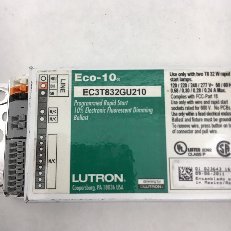 Lutron EC3T832GU210 NIB 32W T8 2 Tube Rapid Start 10% Dimming Ballast C13