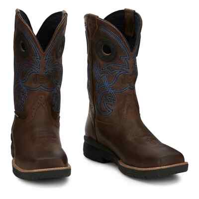 Pre-owned Justin Boots Justin Men's Cr3204 Nitread 11" Toffee Brown Nano Composite Toe Waterproof Boots In Toffee Brown (brown)