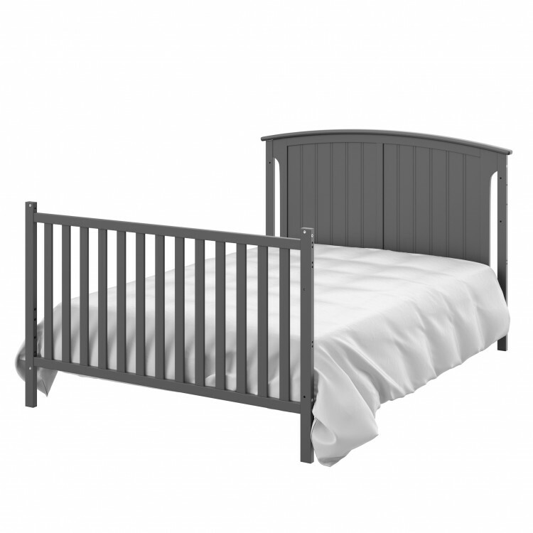 Baby Crib with Changing Table and Drawer Storage Underneath 4 in 1, Gray