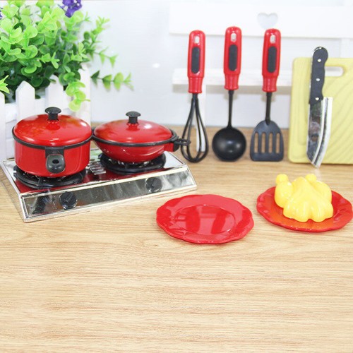 13Pcs Kids Play Kitchen Food Toys Set Cooking Utensils Pots Pans Accessories USA