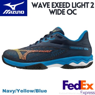 MIZUNO Tennis Shoes WAVE EXCEED LIGHT 2 WIDE OC Navy/Yellow/Blue 61GB2318 14 NEW