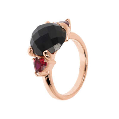 BRONZALLURE BRONZALLURE FELICIA BLACK ONYX RUBY RING