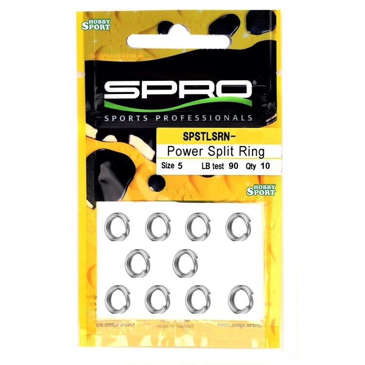 SPRO SPLIT RING SIZE  5  TEST  43 KG  - 90 LB PER SPINNING MARE - LAGO - FIUME