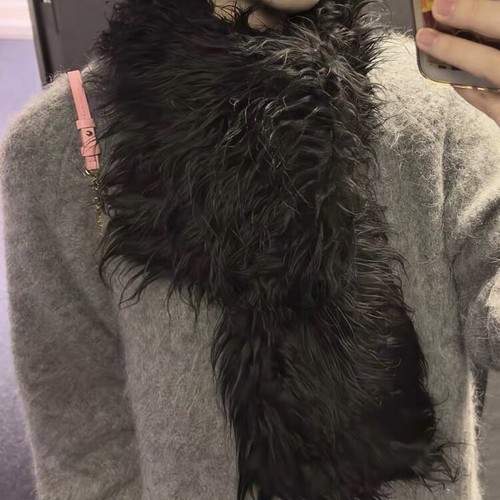 Scarf Fur Our Legacy Black Wool Thickened Long Scarf Tippet