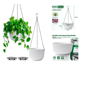 Hängend Blumentopf 2er Set T4U Weiß Plastik Ketten Hänget