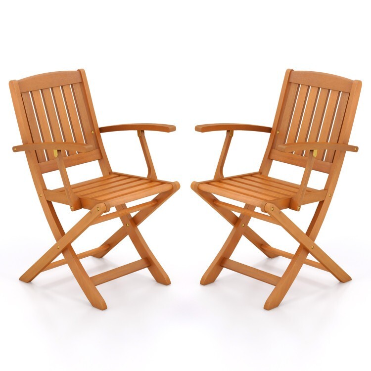 Folding Wood Chair プレミアム（2本）（新品未使用） 2 Pcs Patio Eucalyptus Wood Folding Dining Chair Set Slatted