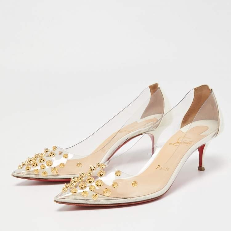 NEW CHRISTIAN LOUBOUTIN Collaclou 55 2.1 Spiked Patent PVC