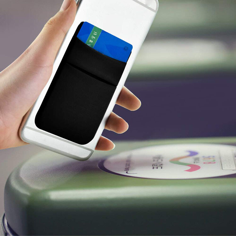 Two Pockets Cell Phone Credit Card Holder Wallet Sticker for Key Adhesive Black