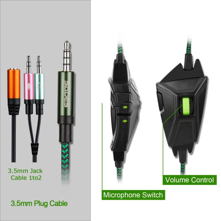 Gaming Headset Wired Headphone and Control + Mic for PS4, Xbox One,Laptop,Phones