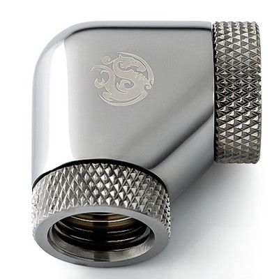 Bitspower G1/4'' F/F Fitting, 90 Degree Dual Rotary, Black Sparkle