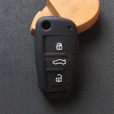 Fit Audi A3 A4 Q3 3 Button Flip Remote Smart Keyless Key Fob Silicone Case Cover