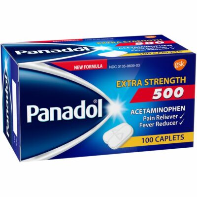 PANADOL 500 mg Extra Strength Caplets Pain Reliever 100 caps EXP 2025