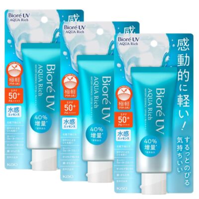KAO Biore UV Pack of 3 Aqua Rich Watery Essence Sunscreen SPF50+/PA++++ 70g