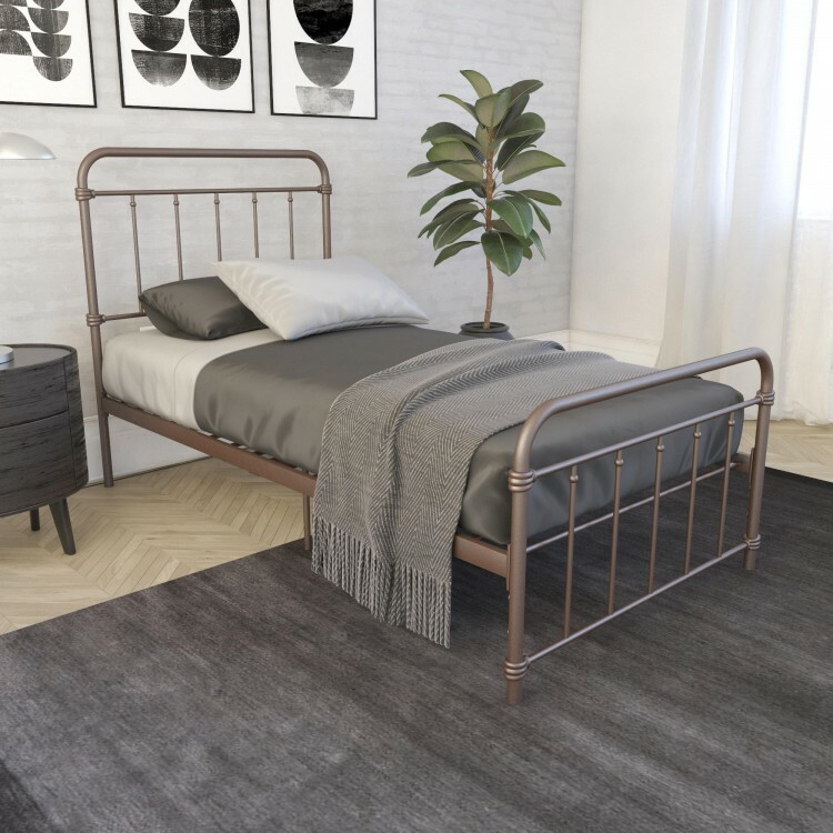 Details About Full Metal Bed Bronze Bedframe Bedstead Headboard Slats Modern Bedroom Furniture