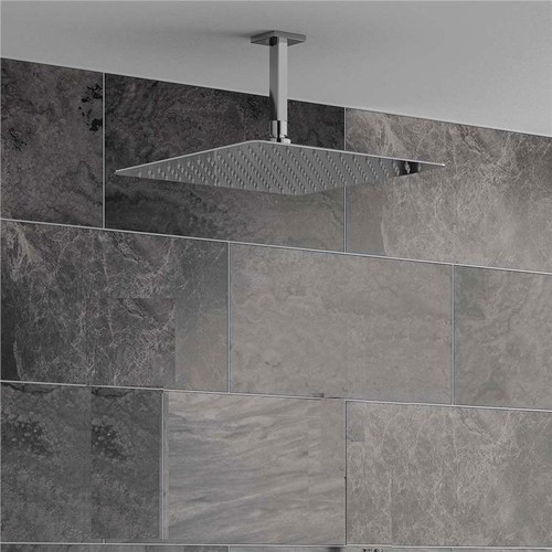 Details About New 300 400mm Super Large Square Rain Shower Head Ceiling Dropper Arm Chrome