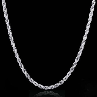 Italian Solid Sterling Silver Rope Link Chain Necklace 925 Silver Chain UNISEX