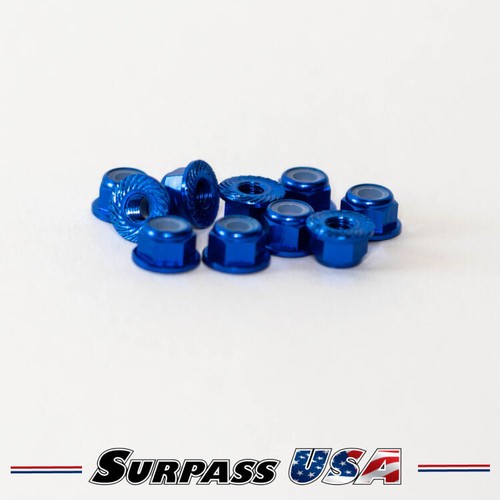 Surpass USA 4mm (M4) Serrated Flanged Aluminum Nylon Lock Nut (10pcs)