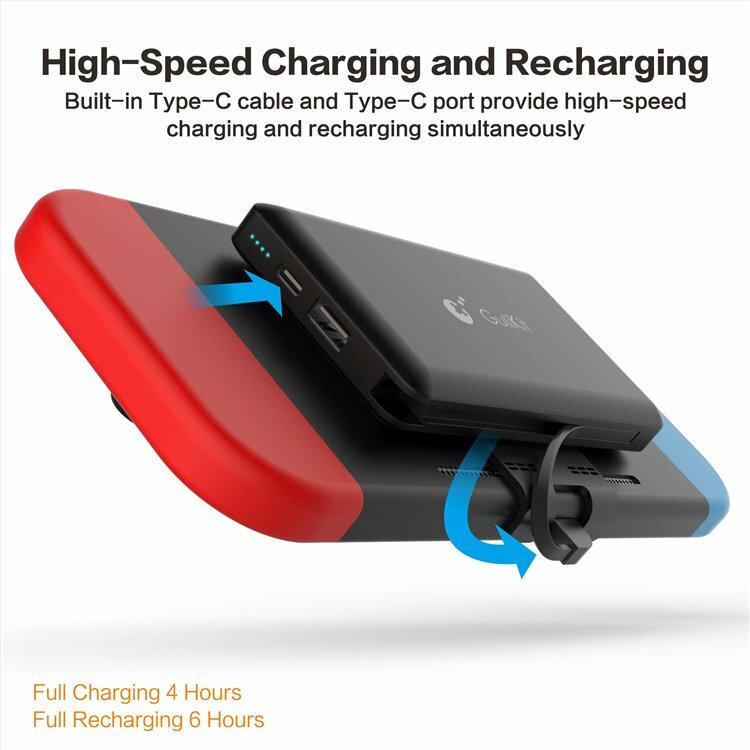 GuliKit For Nintendo Switch Power Bank 10000mAh 5V/3A Extending 10 Playing Hours